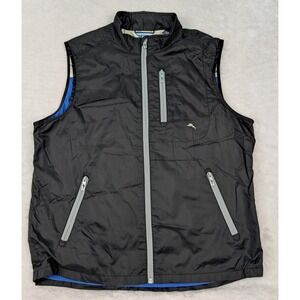 Tommy Bahama Nine Iron Vest Men's Size L Black Full Zip Pockets Golf Lightweight